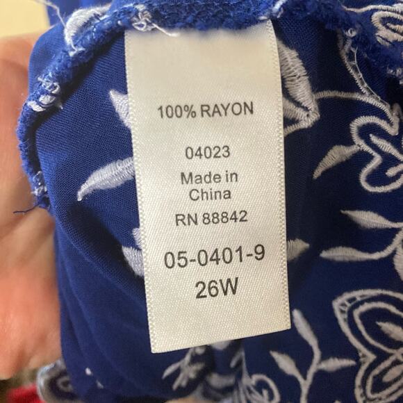 Women Within Blue Dress with White Embroidery Size 26 - Picture 8 of 11